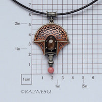 (C) KAZNESQ: Lucky Cloud pattern Copper and Oxidized Silver Pendant with a Black