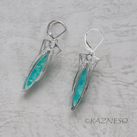 (C) KAZNESQ: Art Nouveau style Amazonite Silver Drop Earrings