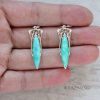 (C) KAZNESQ: Art Nouveau style Amazonite Silver Drop Earrings