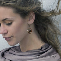 (C) KAZNESQ: Wild Seed Pod Earrings of Silver Copper and Freshwater Pearls