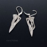 (C) KAZNESQ: Art Nouveau style Floral Silver earrings with hidden Akoya