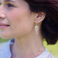 (C) KAZNESQ: Art Nouveau style Floral Silver earrings with hidden Akoya