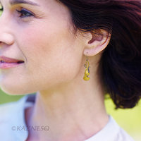 (C) KAZNESQ: Ginkgo earrings of Fine gold foil and oxidized silver