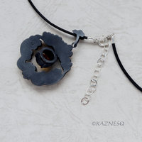 Asian Happy Cloud motif Keum Boo pendant of silver and citrine
