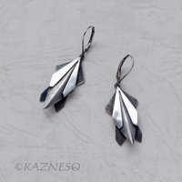 (C) KAZNESQ: Modern Sculptural Monochromatic Black and Silver Oxidized Earrings