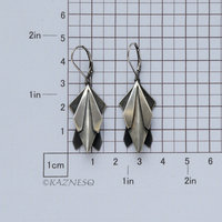 (C) KAZNESQ: Modern Sculptural Monochromatic Black and Silver Oxidized Earrings