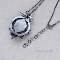 (C) KAZNESQ: Black Tourmaline Quartz lined with Gold Foil Oxidized Silver Clock