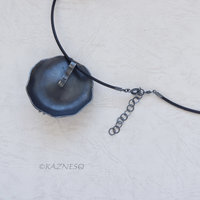 Lotus Seedpod and Flower Akoya Pearl oxidized Silver Necklace.