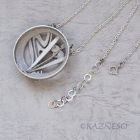 Art Nouveau style iris matte finished silver pendant necklace