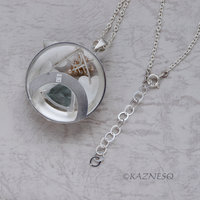 Blue Topaz and Freshwater Pearls matte finished silver leaf pendant necklace