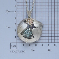 Blue Topaz and Freshwater Pearls matte finished silver leaf pendant necklace