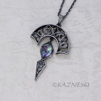 Art Nouveau style Arch pendant necklace with amethyst lined with Paua shell