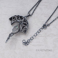 Art Nouveau style Arch pendant necklace with amethyst lined with Paua shell