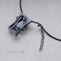 Art Nouveau style Shattuckite Oxidized Silver Floral Pendant Necklace