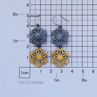 Japanese Traditional Hemp Leaf design oxidized silver and Kuem Boo Earrings