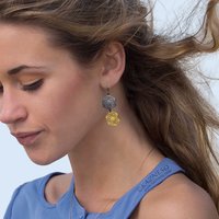 Japanese Traditional Hemp Leaf design oxidized silver and Kuem Boo Earrings