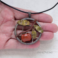 Persimmon Fruit Shibuichi Brass Copper Iroage Japanese patina Pendant Necklace