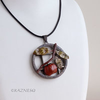 Persimmon Fruit Shibuichi Brass Copper Iroage Japanese patina Pendant Necklace