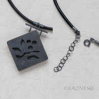 Red Berries and leaves Oxidized Silver Pendant Necklace with Gold Keum Boo
