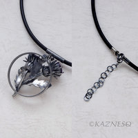 Flowers Speak! Oxidized Silver and Amethyst Pendant with Thistle Motif
