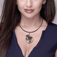 Flowers Speak! Oxidized Silver and Amethyst Pendant with Thistle Motif