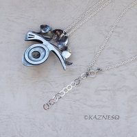 Hail Ginkgo! Silver Necklace with Ginkgo Leaf Motif, Citrine and Mother of Pearl