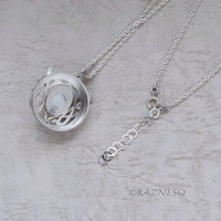 Art Nouveau style matte finished Silver and Quartz lined with Mother Of Pearl Pendant Necklace
