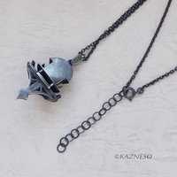 Domed Architecture motif Oxidized Silver Pendant Necklace