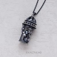Domed Architecture and ivy motif South sea Pearl Oxidized Silver Pendant Necklace