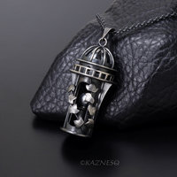 Domed Architecture and ivy motif South sea Pearl Oxidized Silver Pendant Necklace