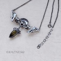 Motif? Who Cares! It's Beautiful! Silver and Copper Ivy-Covered Pendant with Smoky Citrine and Rhodolite Garnet"