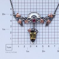 Motif? Who Cares! It's Beautiful! Silver and Copper Ivy-Covered Pendant with Smoky Citrine and Rhodolite Garnet"