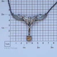A Butterfly changes a bird Oxidized Silver, Rutilated Quartz, Pendant Necklace