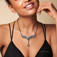 A Butterfly changes a bird Oxidized Silver, Rutilated Quartz, Pendant Necklace