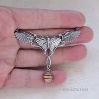 A Butterfly changes a bird Oxidized Silver, Rutilated Quartz, Pendant Necklace