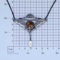 Bold Art Deco! Wing-Inspired Silver Necklace with Citrine lined with Paua Shell