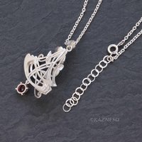Elegant Statement! Art Nouveau-Style Matte Silver Flower Pendant with Rhodolite Garnet