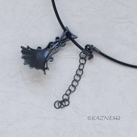 Goth style Black Oxidized Silver Pearl Pendant with Brass Vines
