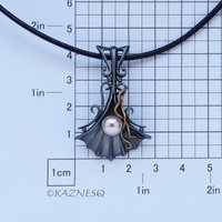 Goth style Black Oxidized Silver Pearl Pendant with Brass Vines