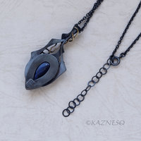 Captivating Colors! Gothic Silver Pendant with Blue Labradorite and Citrine