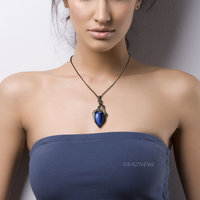 Captivating Colors! Gothic Silver Pendant with Blue Labradorite and Citrine