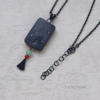 Wabi-Sabi Leaf Pendant: Oxidized Silver and toned brass by Japanese Iroage Patina