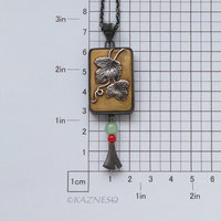 Wabi-Sabi Leaf Pendant: Oxidized Silver and toned brass by Japanese Iroage Patina