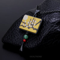 Japanese aesthetic : Gold Keum Boo Plum Blossoms Art Oxidized Silver Pendant