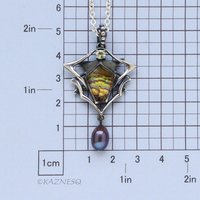 Behold this stone! Citrine with Paua Shell oxidized silver pendant