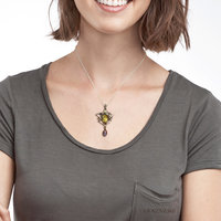 Behold this stone! Citrine with Paua Shell oxidized silver pendant