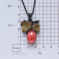Art Piece! Japanese Patina Red Fruit Pendant - Hido Copper & Iroage Brass Art Jewelry