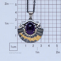 Gold Foil Overlaid oxidized silver Flared Mini Skirt Amethyst pendant Necklace