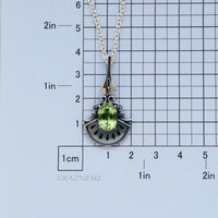 Add Green to your Casual Outfits! : Rutilated Peridot Art Deco inspired Oxidized Silver Pendant Necklace