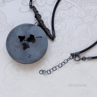 Wabi Sabi, The Philosophical Beauty of Japan, Leaf motif Copper and Oxidized Silver Circle Pendant Necklace